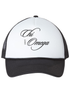 Cursive Chi Omega Black Trucker Hat