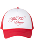 Cursive Alpha Chi Omega Red Trucker Hat