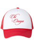 Cursive Chi Omega Red Trucker Hat